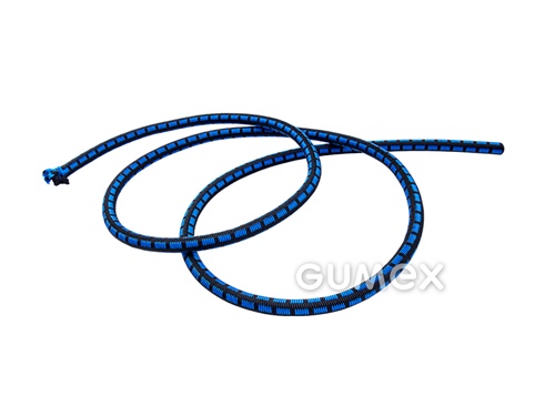 Gumolano, priemer 8mm, gumové vlákno/PP oplet, modro-čierne